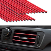 Decalcomanie decorative per condizionatori d'aria dell'auto - Strisce decorative DIY per griglie di ventilazione - Accessori flessibili per interni di auto - Strisce decorative per la maggior parte delle griglie di ventilazione (rosso)