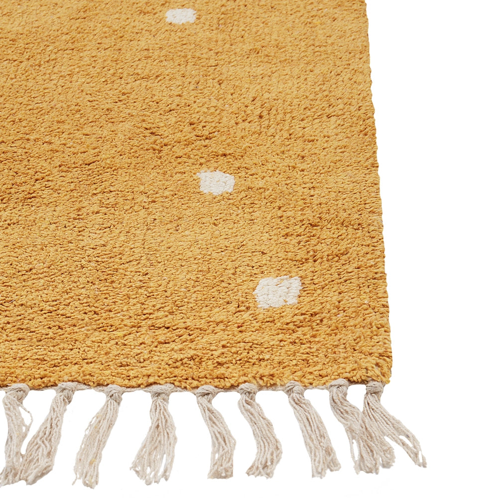 Tappeto per bambini in cotone colore giallo 140 x 200 cm con puntini multicolori Rettangolare