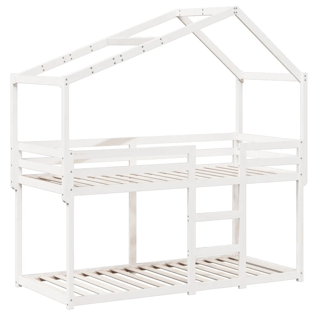 Letto singolo | Letto per adulti | Letto a Castello con Tetto Bianco 80x200 cm Legno Massello Pino