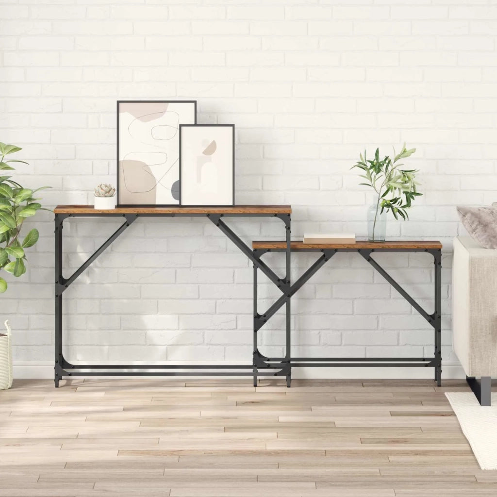 Tavolo Consolle | Tavolo d'Ingresso 2 pz Legno vecchio 100 x 28 x 75 cm