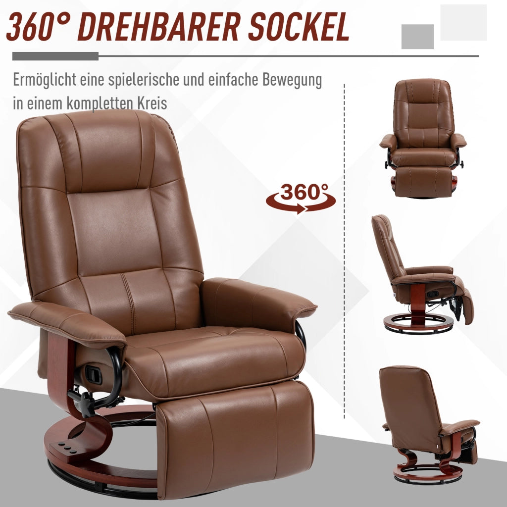 Poltrona Relax Reclinabile 360¡ã Girevole ¨C Zephmum ¨C Pelle Sintetica Marrone