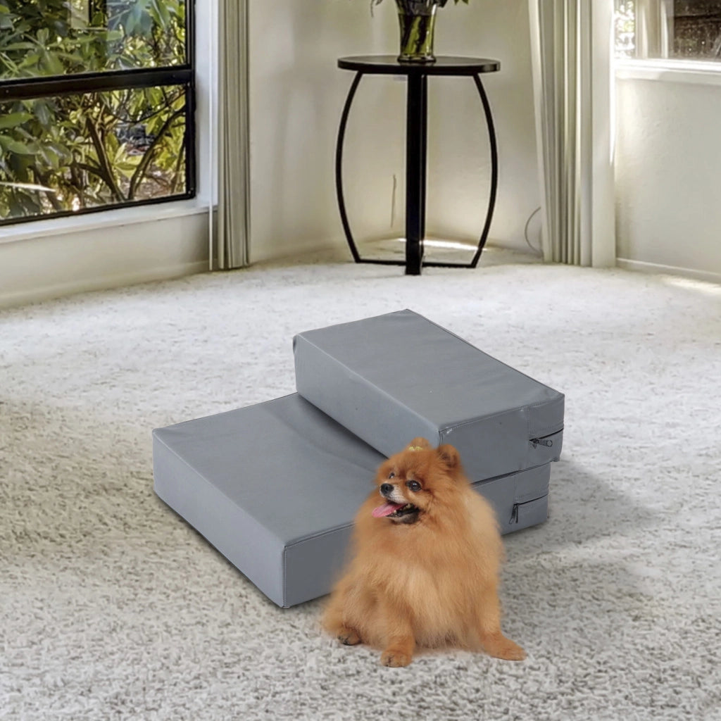 Scala per cani e gatti pieghevole 2 gradini ¨C zephmum ¨C grigio 20 cm