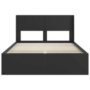 Letto matrimoniale | Letto per adulti | Struttura del letto con stoccaggio e testata Nero 140 x 200 cm