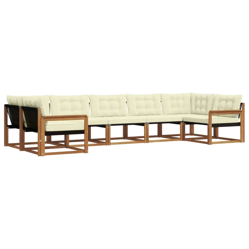 Set di divani da esterno con cuscino 7 pcs Naturale e Crema 3369809