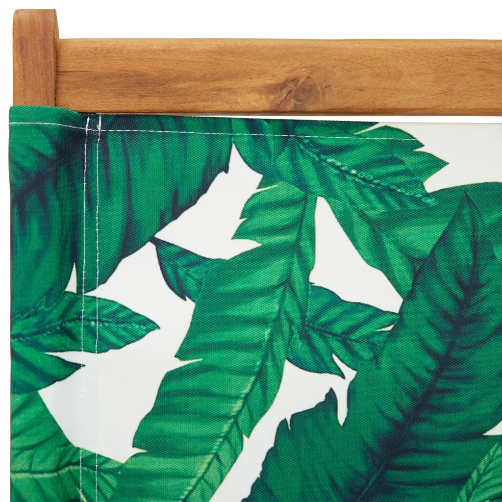 Sedie Giardino 2pz Motivo Foglia Legno Massello Acacia Tessuto