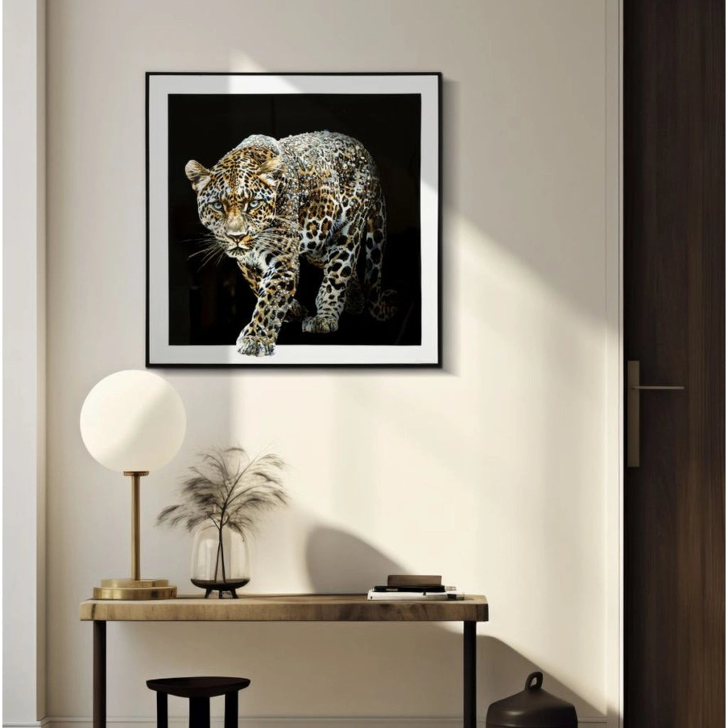 Stampa su Tela Leopardo 1, Multicolore, Tessuto, 82x82x4 cm