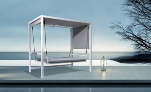 Dondolo Letto 3 Posti da Giardino 234x130x194 cm in Alluminio con Cuscini Grigio Chiaro