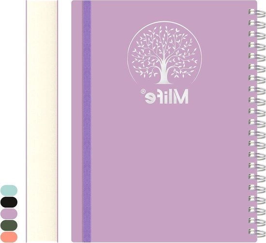 Agenda A5 con copertina in PVC rigida e stampa Tree of Life, 300 pagine, colore blu.
