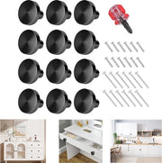 12 ladeknoppi per mobili maniglioni rotondi neri fori singoli maniglioni per porte con viti e chiave a stella per cassetto armadio vetrina 30x25mm