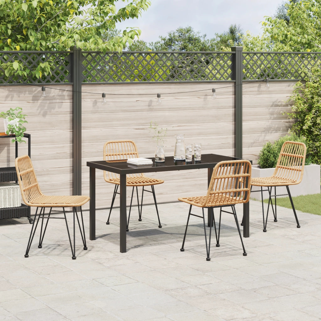 Set da Pranzo da Giardino 5 Pezzi Marrone Poly Rattan