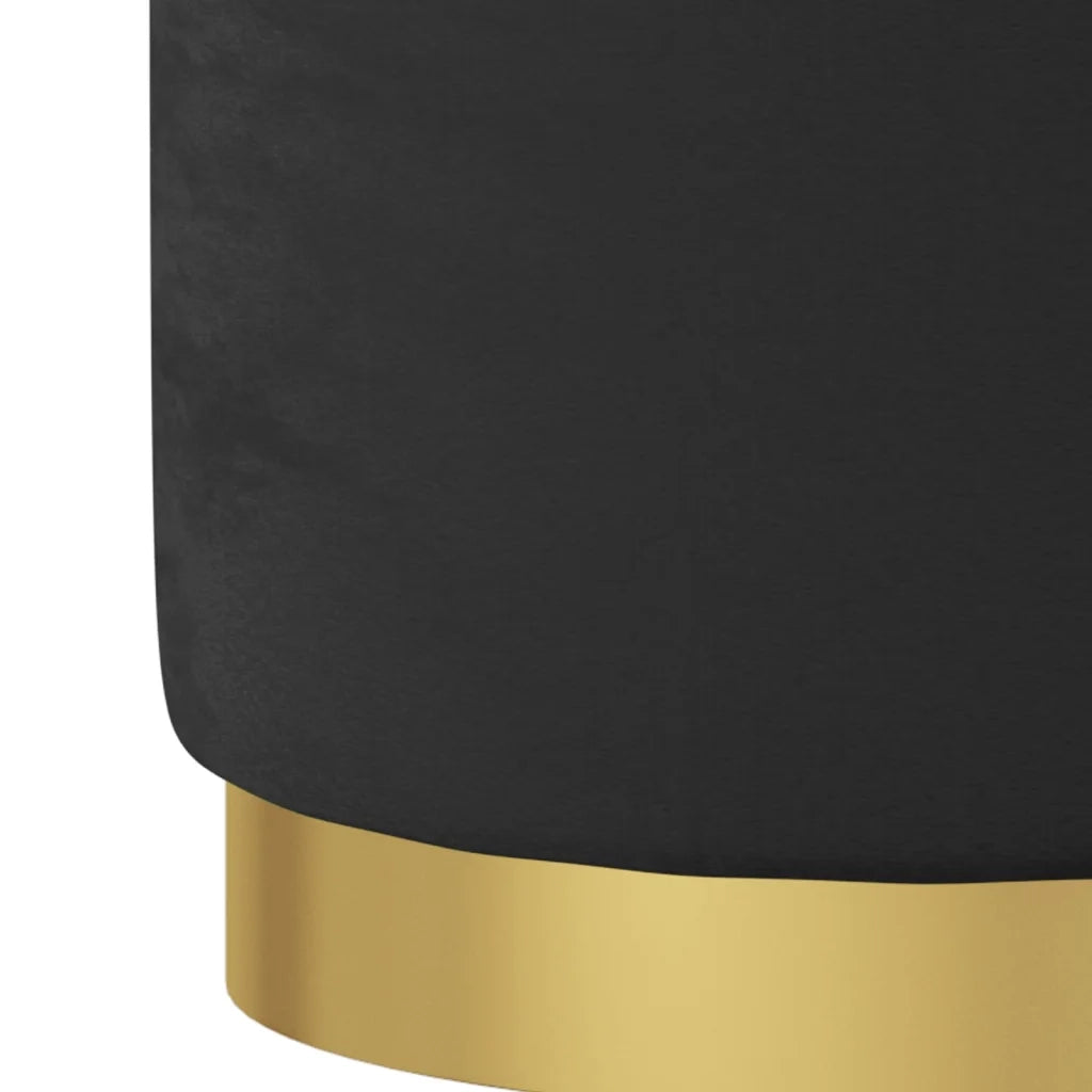 Sgabello Rotondo con Contenitore Nero in Velluto 31 x 37 cm 340290