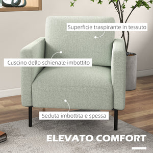 Poltrona 79x76x65 cm in Tessuto Effetto Lino Traspirante Grigio