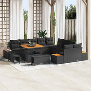 Set Divano da Giardino 13 pcs Nero polyrattan