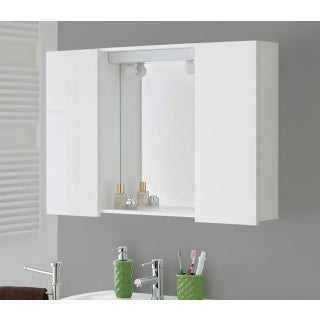 SPECCHIERA 90X16XH60CM CON 2 ANTE BIANCHE LUCIDE
