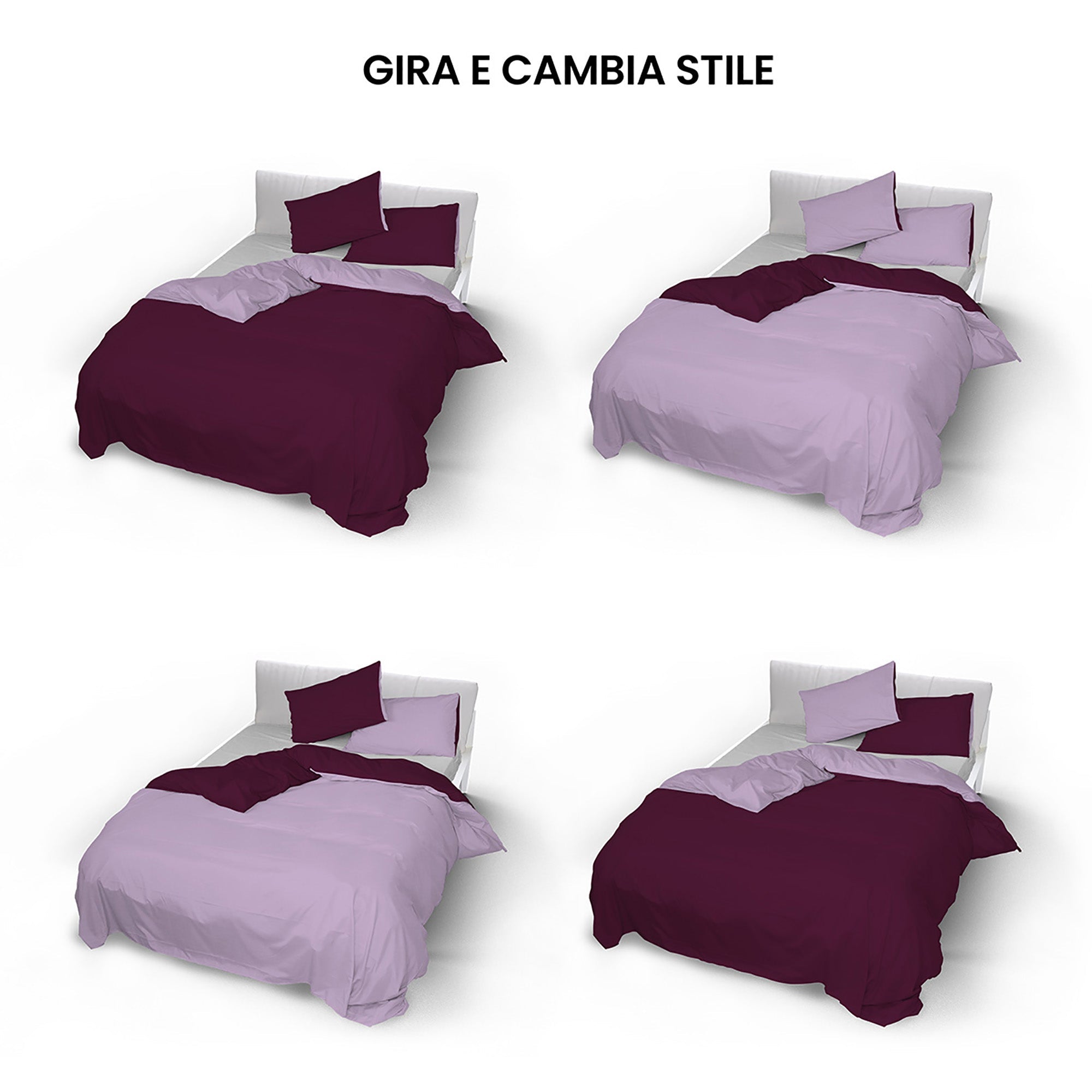 Copripiumino con Sacco e Federe Doubleface Lilla/Prugna Matrimoniale