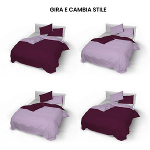 Copripiumino con Sacco e Federe Doubleface Lilla/Prugna Matrimoniale