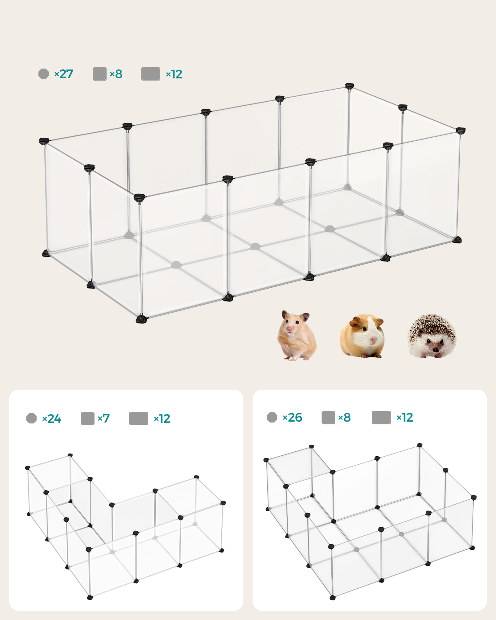 Recinto in miniatura VALORA per conigli, porcellini d'India e criceti - LPC02W