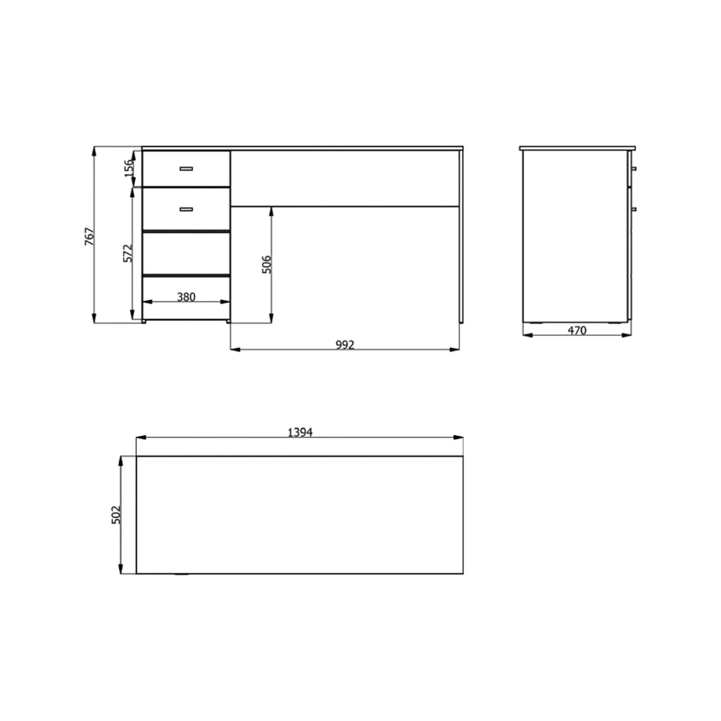 Porven, Scrivania un Cassetto, 140x50x77h cm Marrone Rovere Nodi