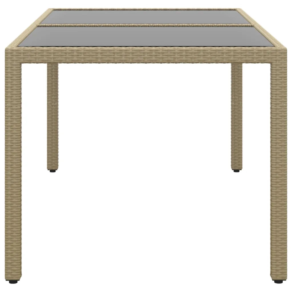 Tavolo Giardino | Tavolino da esterno 150x90x75cm Vetro Temperato Polyrattan Beige