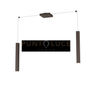 SQUARE TUBE SOSPENSIONE 2 LUCI MARRONE CAVO CM.250 CON BASE 1173-S2-MA