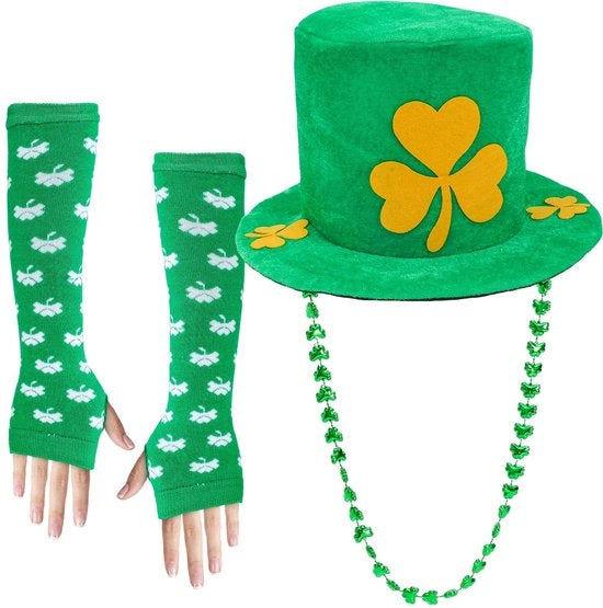 Set di accessori per costume - Cappello di fiori di clover irlandese - Manopole per chitarra - Collana - Accessori per feste - Decorazioni per festival