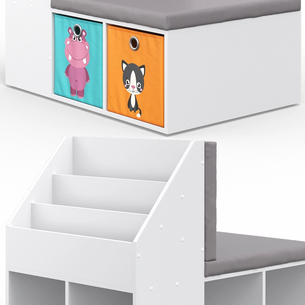 Vicco Libreria bambini Bianco 97.1 x 78.4 cm con 6 scatole pieghevoli colorate