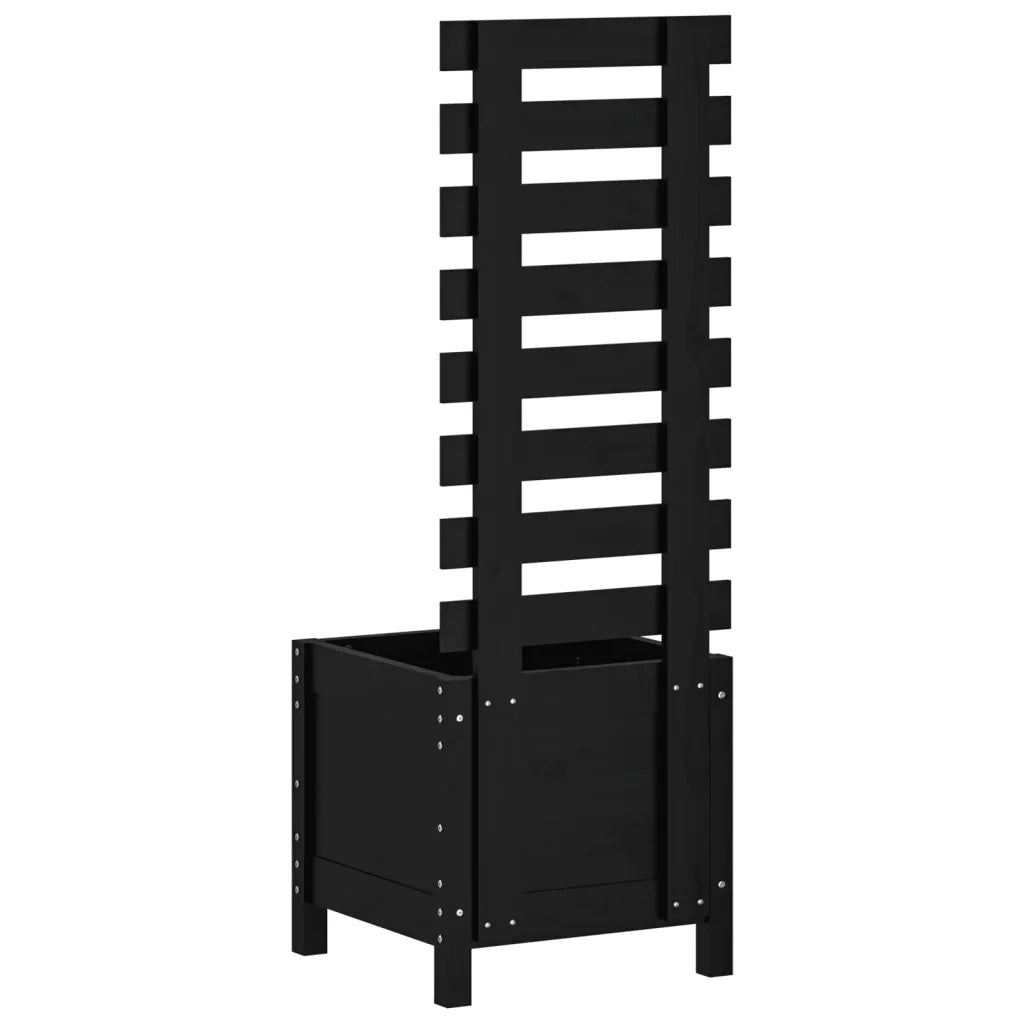 Fioriera Giardino con Rastrelliera Nera 39x39,5x114cm Pino 832519