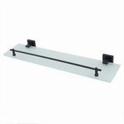 Trade Shop - Mensola Vetro Satinato Bagno Reggimensola Acciaio Nero Portaoggetti Doccia 79995 -