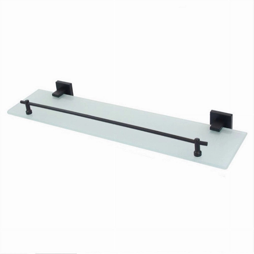 Trade Shop - Mensola Vetro Satinato Bagno Reggimensola Acciaio Nero Portaoggetti Doccia 79995 -