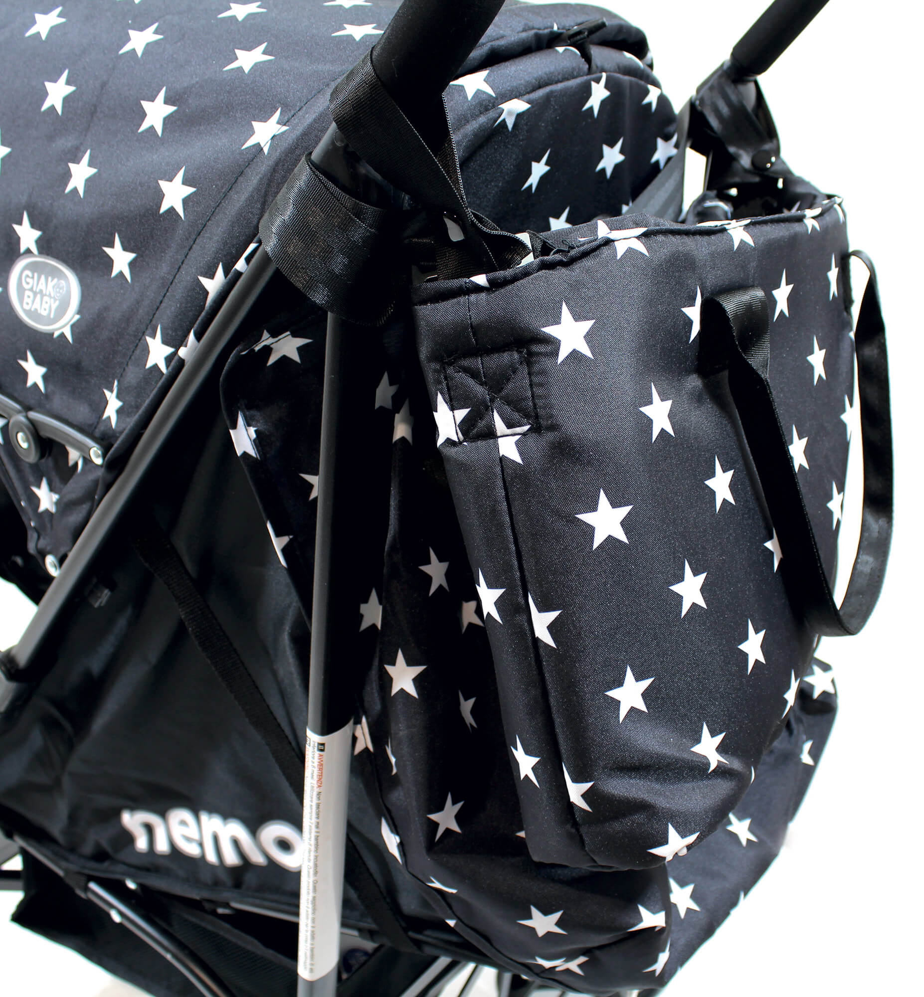 Passeggino Leggero per Bambini Pieghevole con Borsa Nemo Nero con Stelle