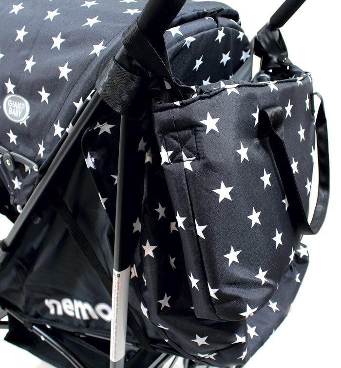 Passeggino Leggero per Bambini Pieghevole con Borsa Nemo Nero con Stelle