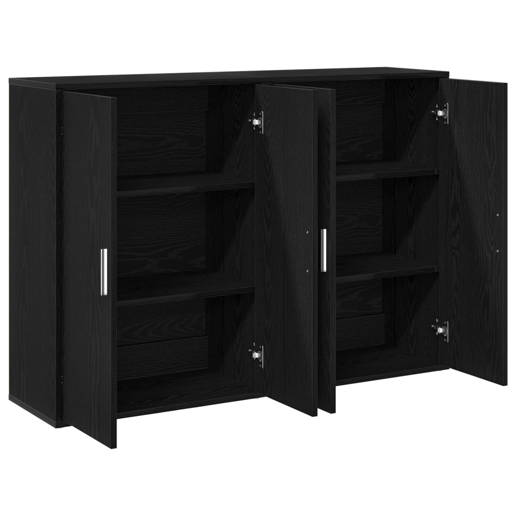 Credenze 2 pcs Nero Rovere 60x31x84 cm Legno Ingegnerizzato