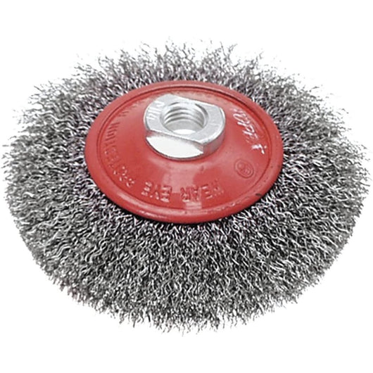 Topex 62h121 spazzola conica, pu punta inclinata, 115 mm x m14 ds