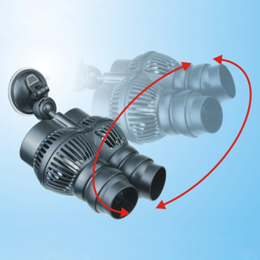 JVP-202AB Pompa di movimento doppia per acquari 12000l/h 24W con supporto a magnete