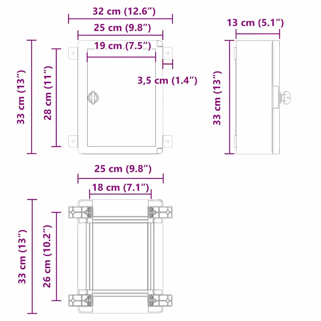 Armadio di Controllo Grigio 32 x 13 x 33 cm Plastica ABS 4106494