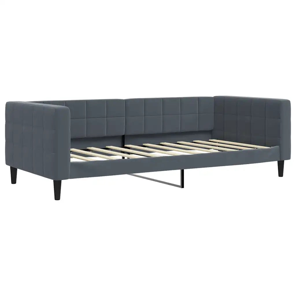Divano Letto con Materasso Grigio Scuro 90x190 cm in Velluto