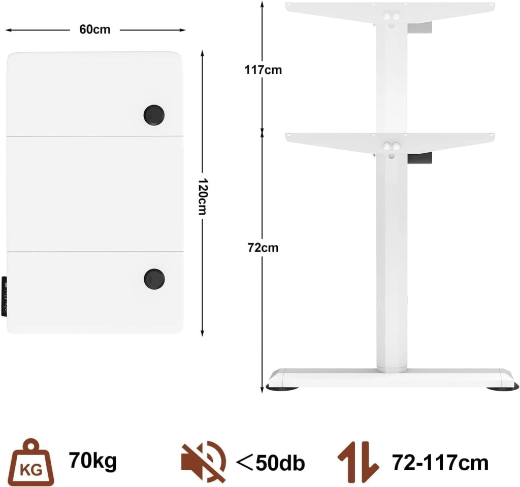 160 x 70 cm Aggiornamento Scrivania Regolabile in Altezza Elettrica con Supporto per Monitor, Scrivania Elettrica Regolabile con 2 Altezze di Memoria Tavolo regolabile in altezza