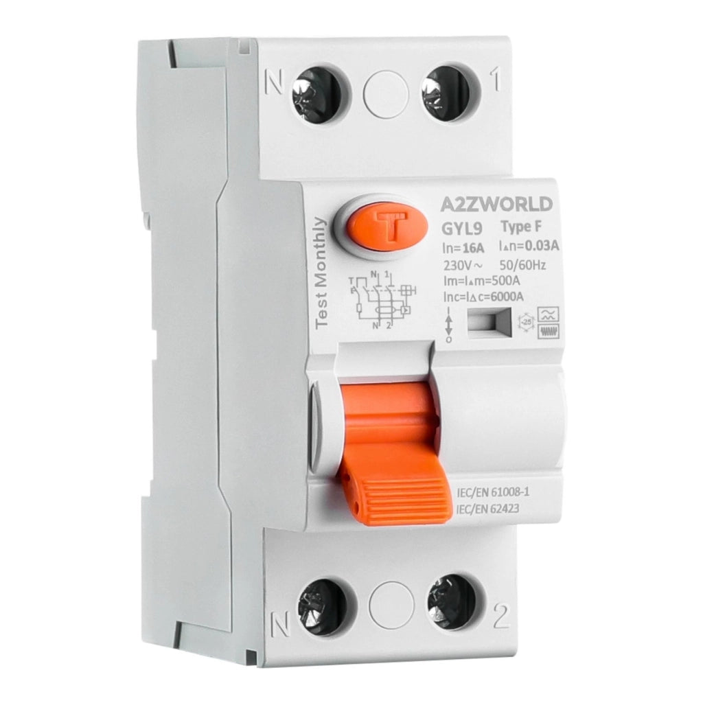 RCCB Interruttore Differenziale Puro Tipo F 1P+N 2M 6000A 30mA 16A AC 230V IP20 IEC61008-1 GYL9