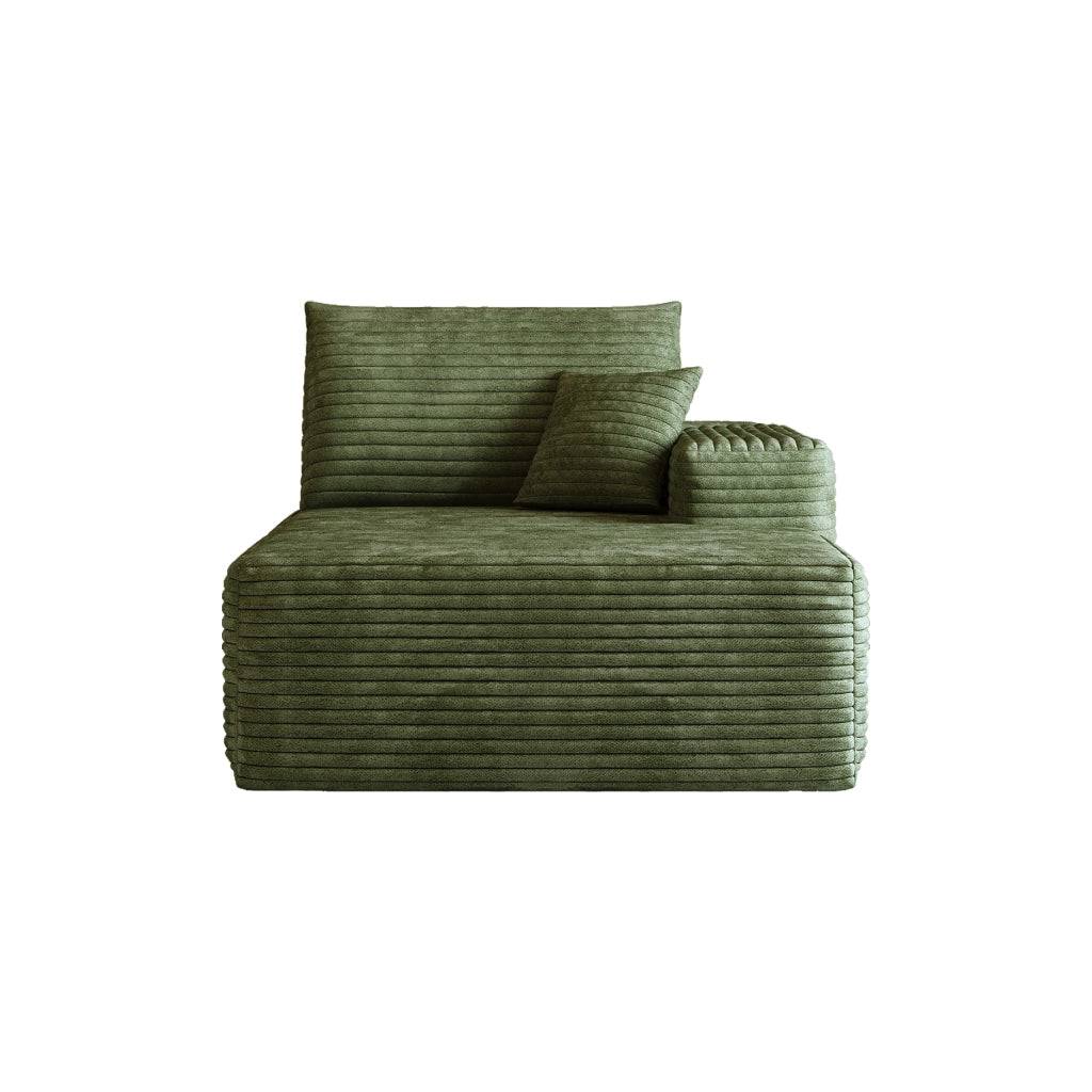 DIVANO angolare reversibile con chaise longue, tessuto corduroy verde