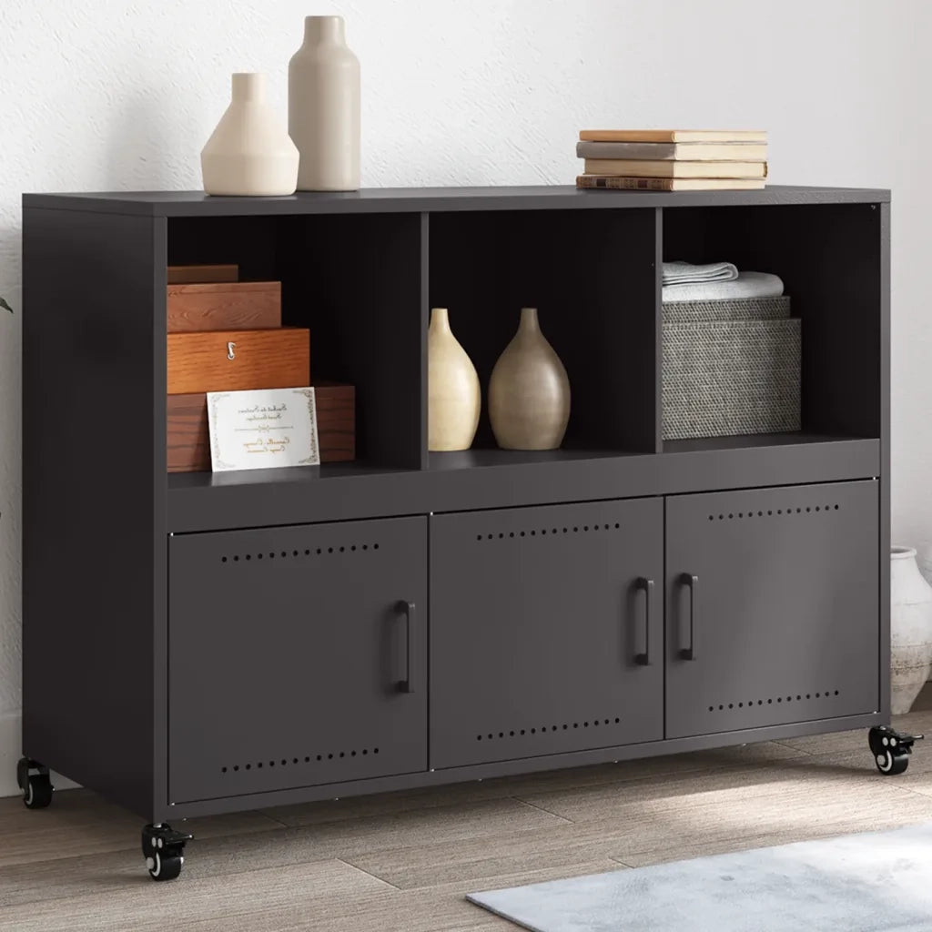 Credenza-Buffet-Armadio da cucina Nera 100,5x39x72 cm in Acciaio