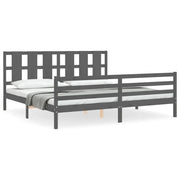 Letto matrimoniale | Letto per adulti | Giroletto con Testiera Grigio 200x200 cm in Legno Massello