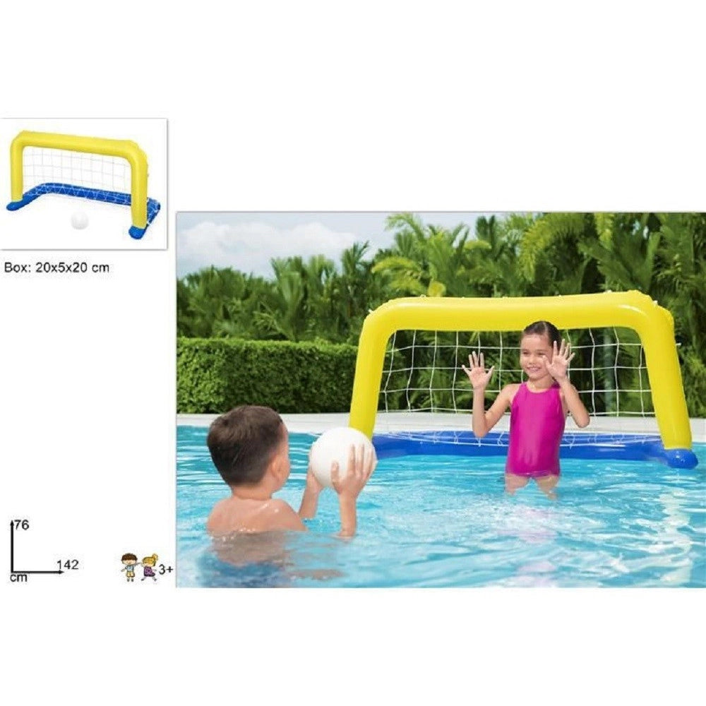 Trade Shop - Porta Gonfiabile Galleggiante Water Polo Con Palla Giallo 137x66cm Bambini 52123 -