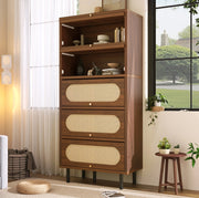 Credenza 80x40x163 cm con 5 ante a ribalta in legno noce