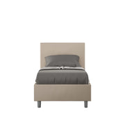 Letto imbottito Singolo 80x200 cm Adele - Similpelle,Tortora,Contenitore
