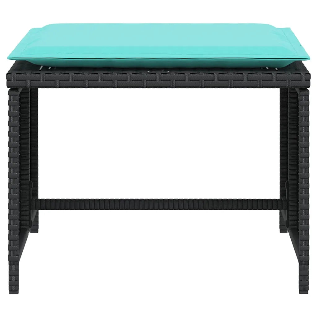 Poltrona da Giardino con Poggiapiedi in Polyrattan Nero