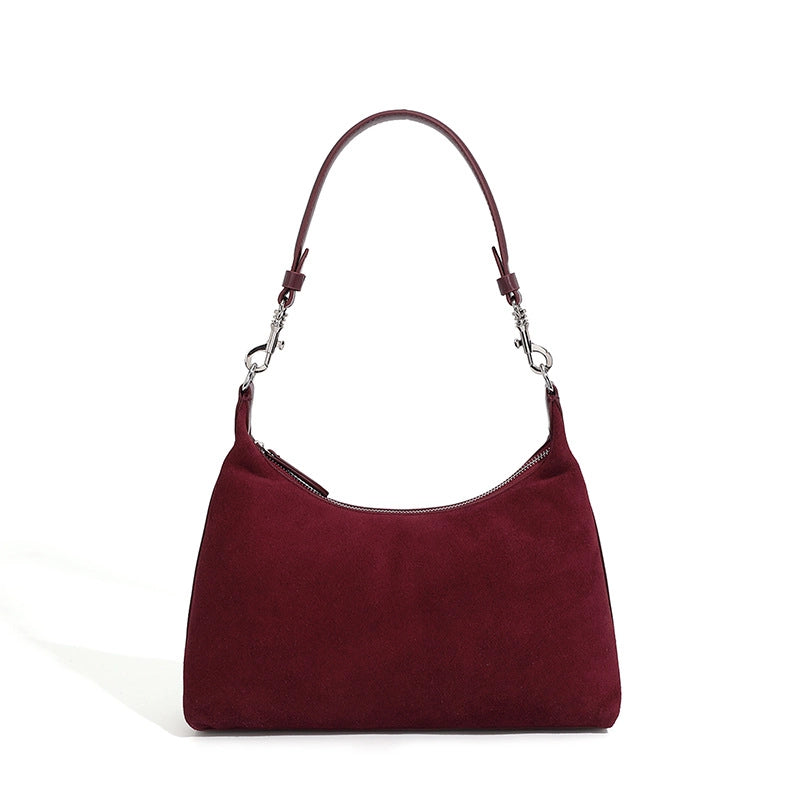 Borsa a tracolla capiente in pelle di vacchetta satinata, colore rosso
