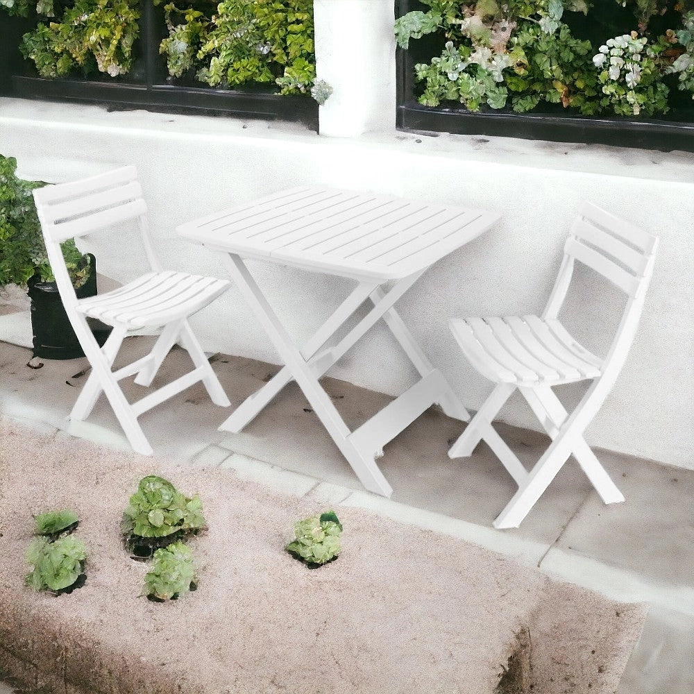 Trade Shop - Set Salotto Con 2 Sedie Tavolo Da Giardino Pieghevole Resistente Camping Bianco 006669 -