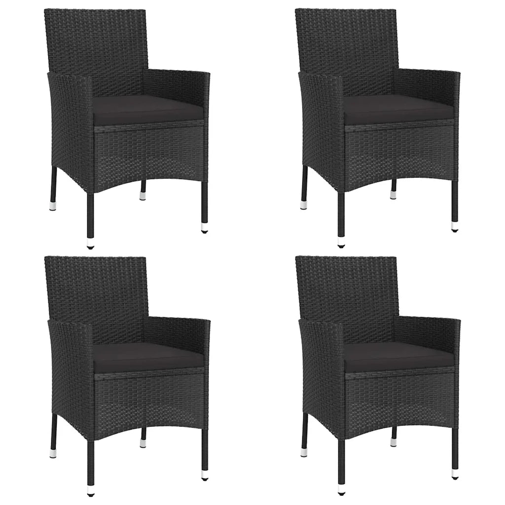 Set Bistr¨° da Giardino 5 pz | Set Salotto da Giardino con Cuscini in Polyrattan Nero