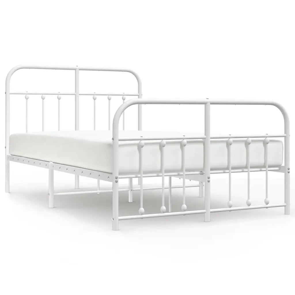 Giroletto con Testiera e Pediera-Struttura Letto Metallo Bianco 120x200 cm 218014