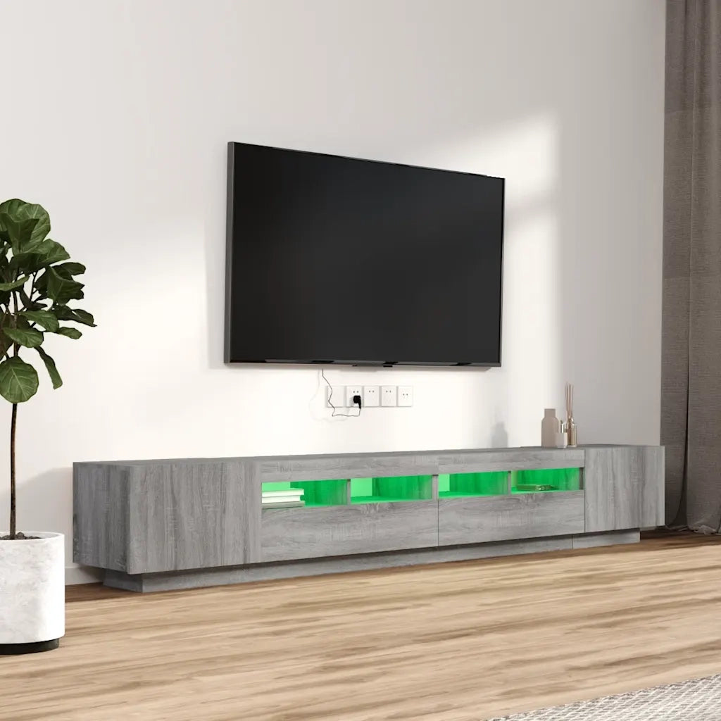 Set Mobili TV 3 pz con Luci LED Grigio Sonoma Legno Multistrato 3120174